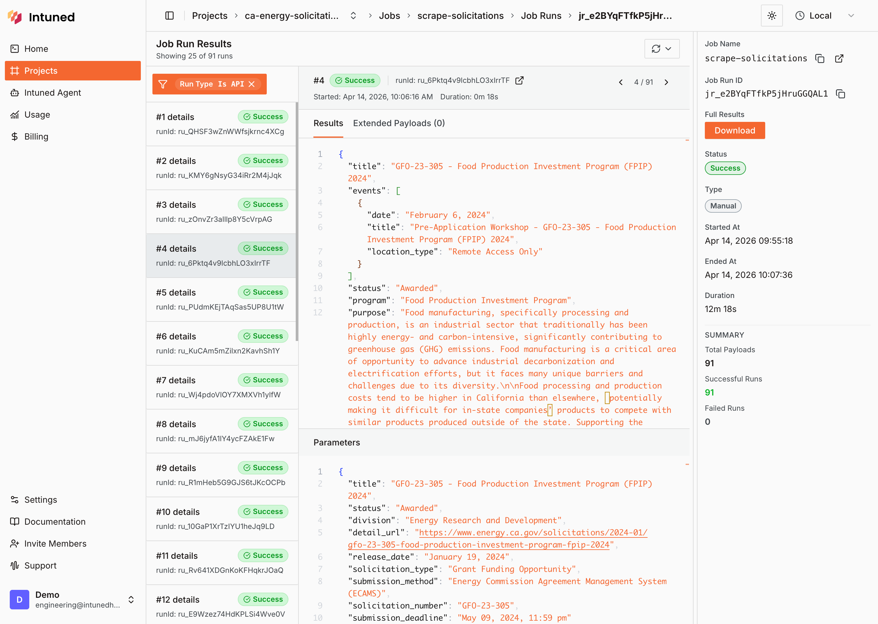 Jobs, runs, and traces dashboard